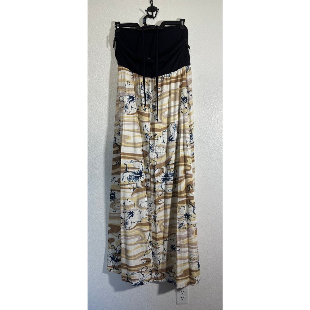 Kai Women's Size XL Halter Maxi Dress Hawaiian Hibiscus Floral Resort Wear - Picture 3 of 5
